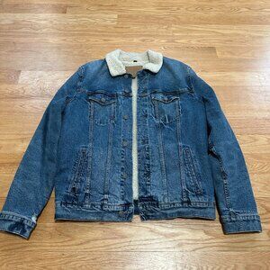 American Eagle Men's Sherpa Lined Denim Trucker Jacket